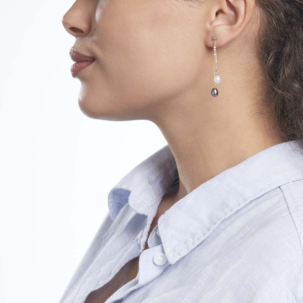 Boucles D'oreilles Pendantes Or Jaune Brayann Perles De Culture - Fête des mères Femme | Marc Orian