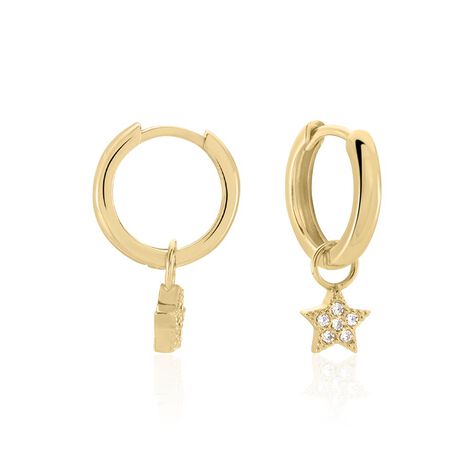 Créoles Plaqué Or Pauwels Pampilles Etoiles Oxydes De Zirconium - Boucles d'oreilles Créoles Femme | Marc Orian