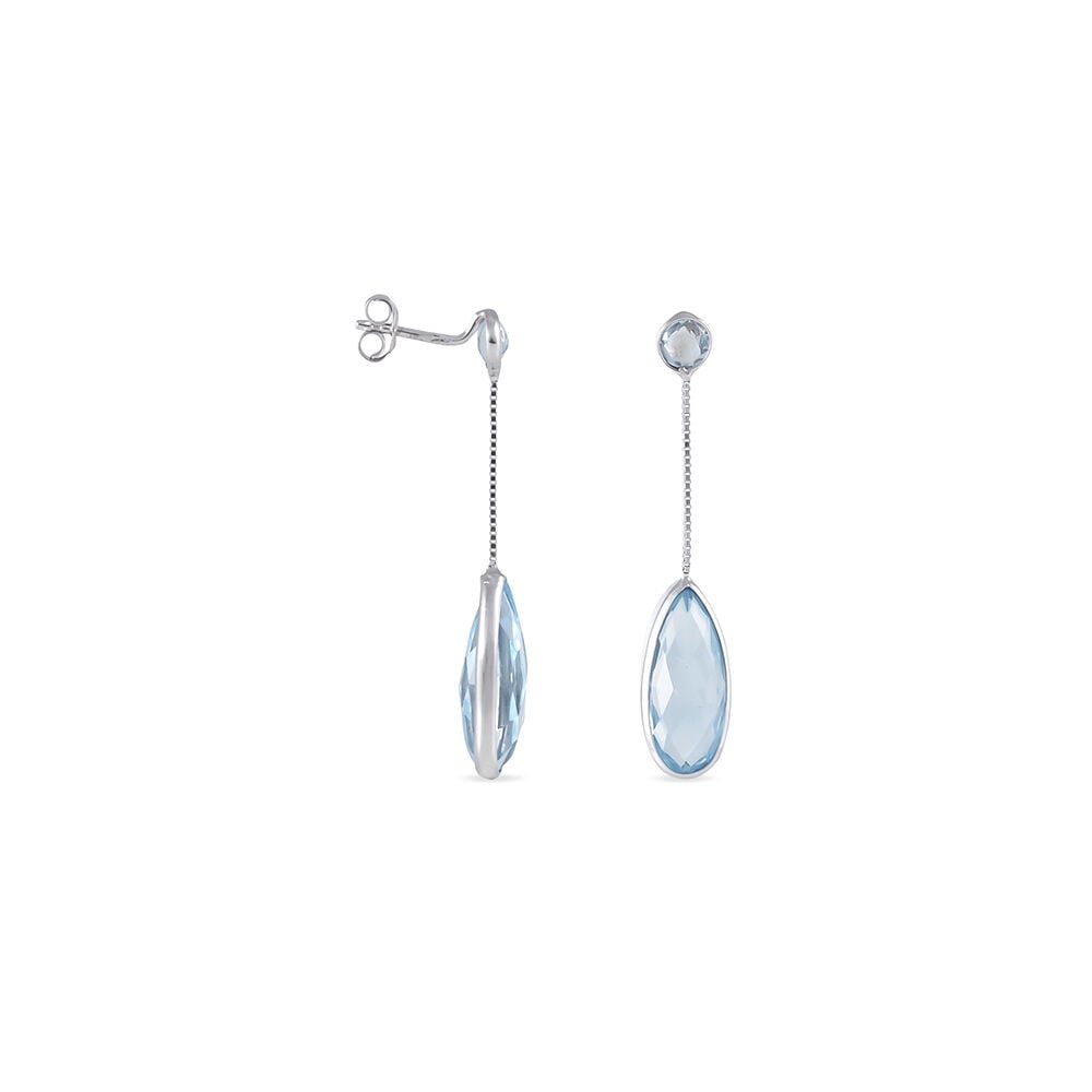 Boucles D'oreilles Pendantes Sela Or Blanc Topaze Et Sans - Pendantes Femme | Marc Orian