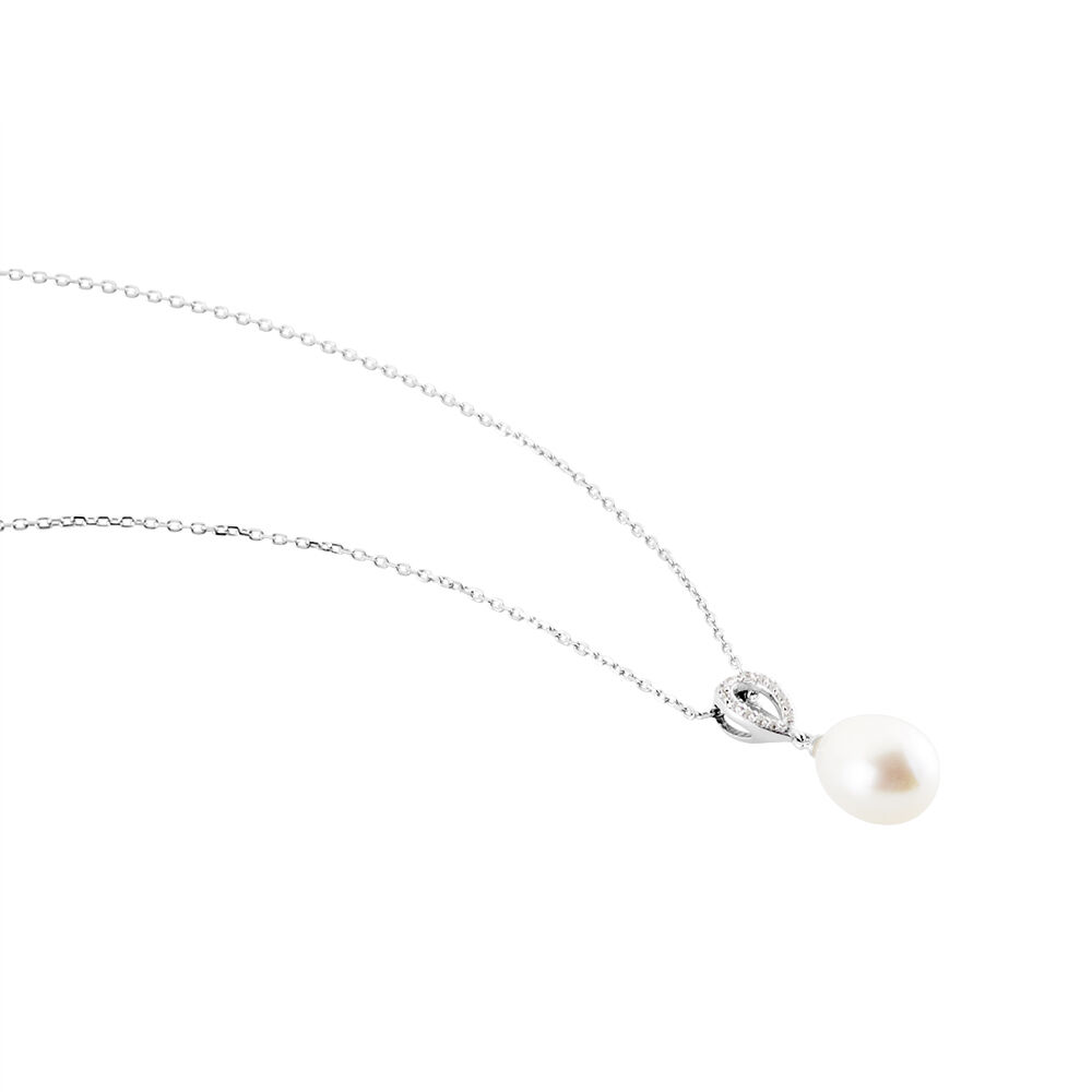 Collier Or Blanc Jessamyn Perles De Culture Oxyde - Colliers avec pierres Femme | Marc Orian