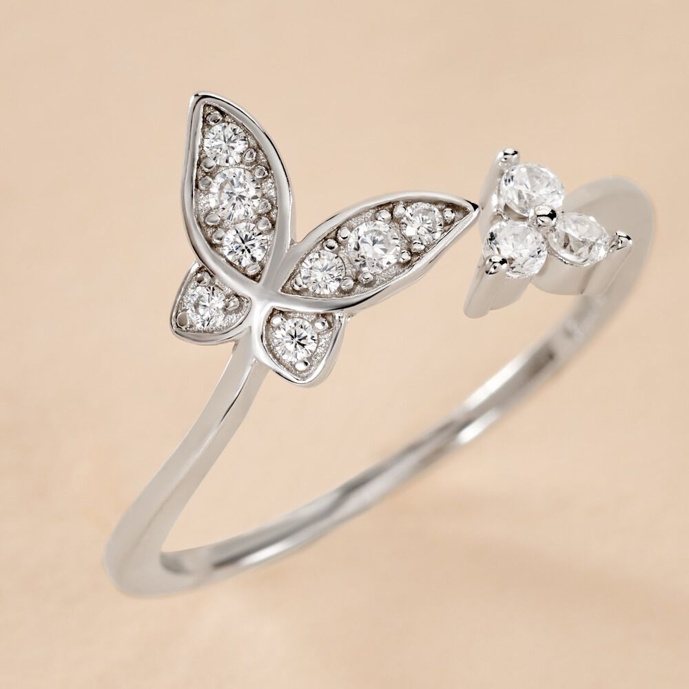 Bague Ajustable Cadfan Argent Blanc Oxyde De Zirconium - Bagues avec pierre Femme | Marc Orian