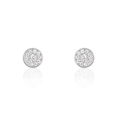 Boucles D'oreilles Puces Auxana Argent Blanc Oxyde De Zirconium - Puces Femme | Marc Orian