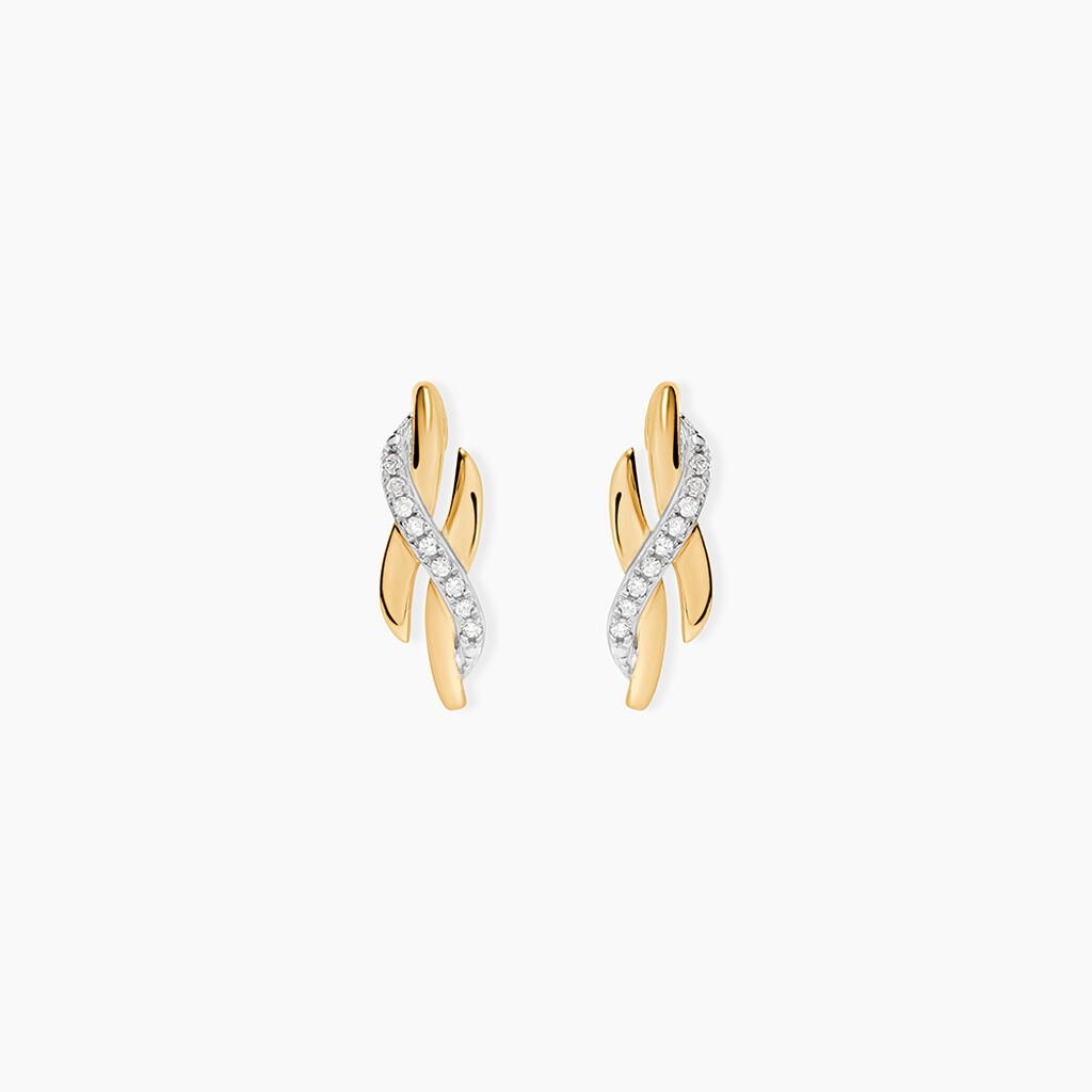 Boucles D'oreilles Puces Ester Or Jaune Diamant - Puces Femme | Marc Orian