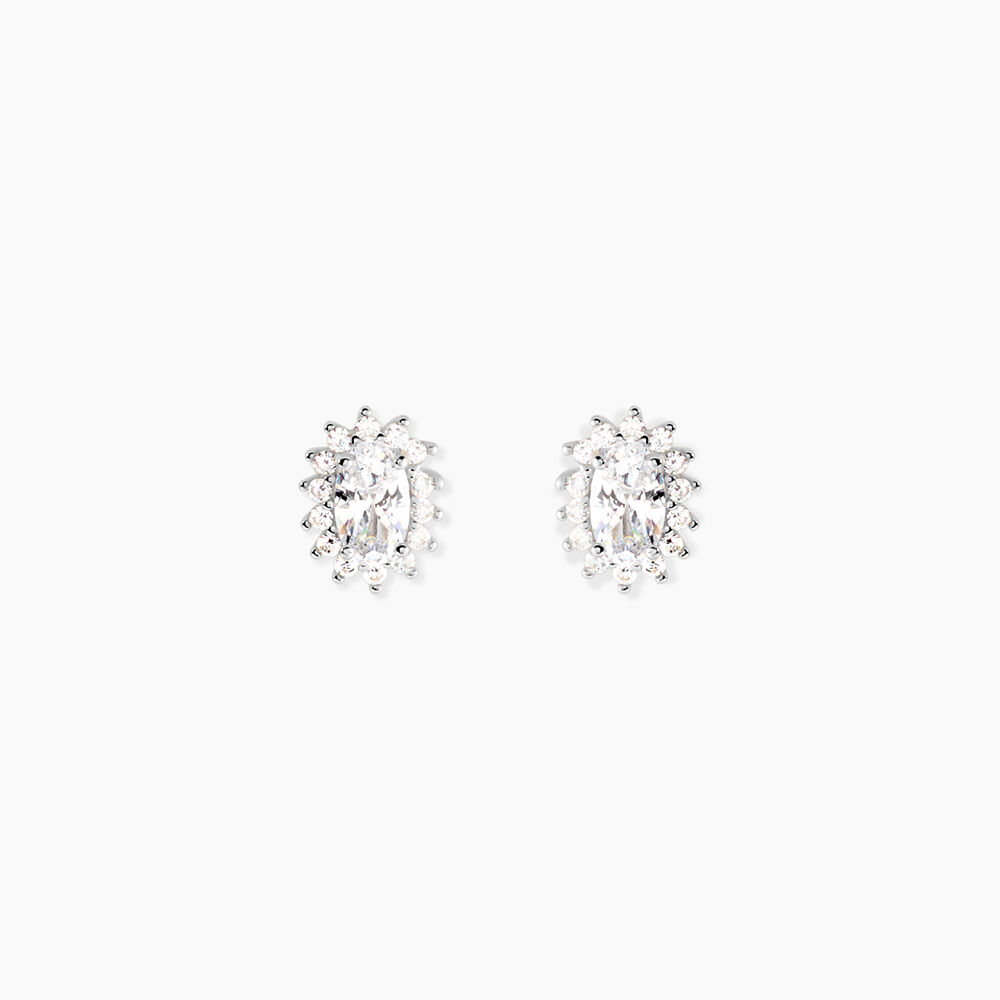 Boucles D'Oreilles Puces Liz Argent Blanc Oxyde De Zirconium - Puces Femme | Marc Orian