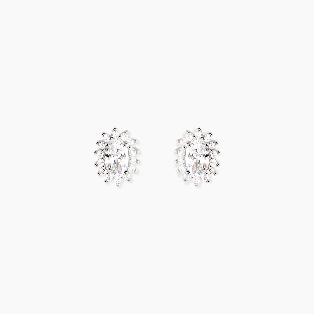 Boucles D'Oreilles Puces Liz Argent Blanc Oxyde De Zirconium - Puces Femme | Marc Orian