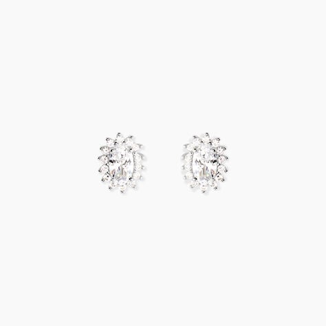 Boucles D'Oreilles Puces Liz Argent Blanc Oxyde De Zirconium - Puces Femme | Marc Orian