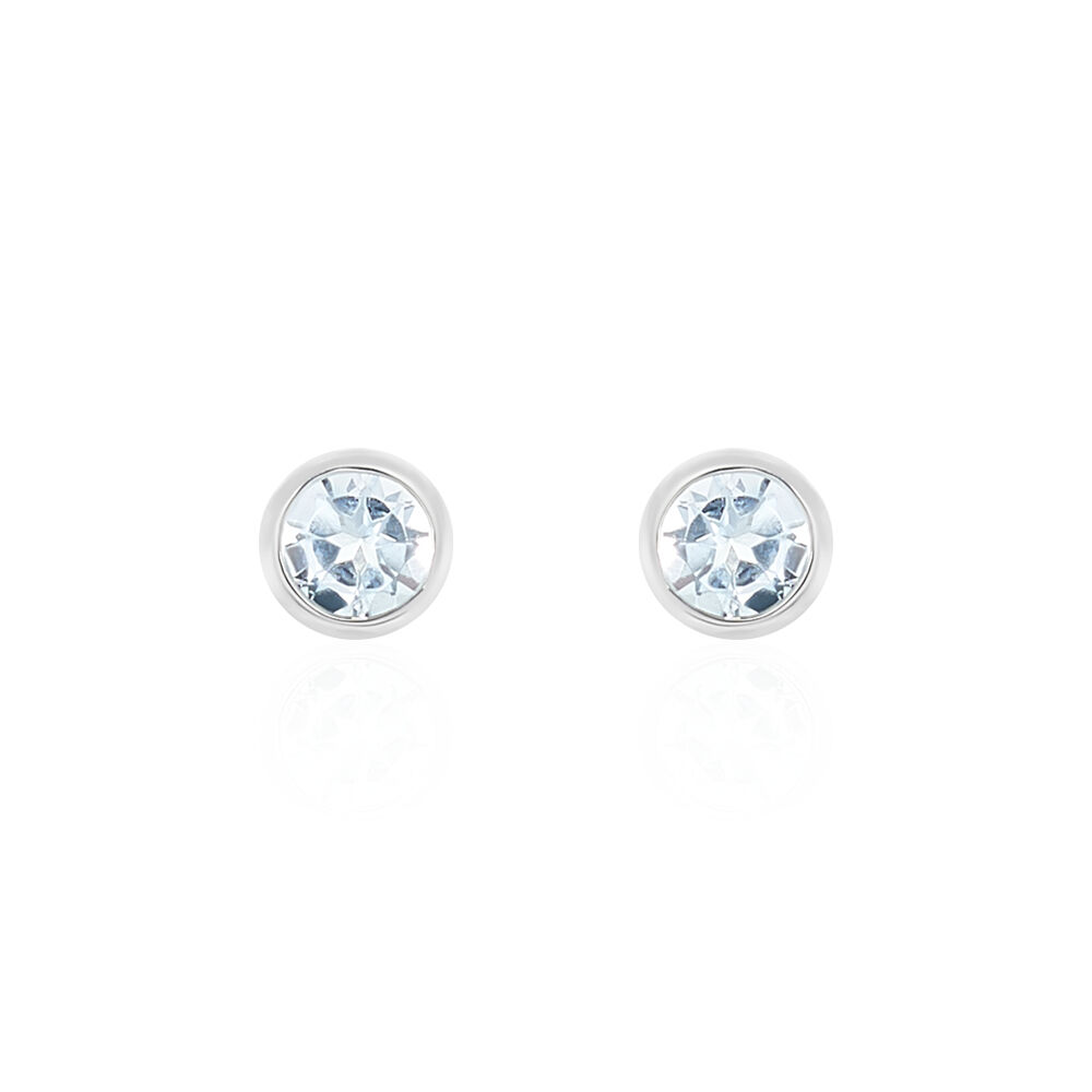 Boucles D'oreilles Puces Edy Serti Clos Or Blanc Topaze - Puces Femme | Marc Orian
