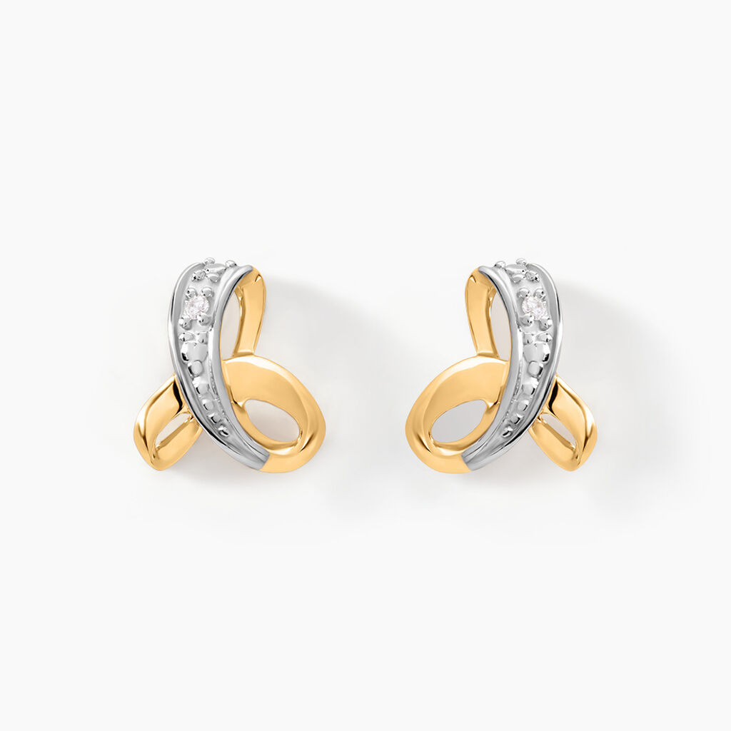 Boucles D'oreilles Puces Volute Or Jaune Diamant - Puces Femme | Marc Orian