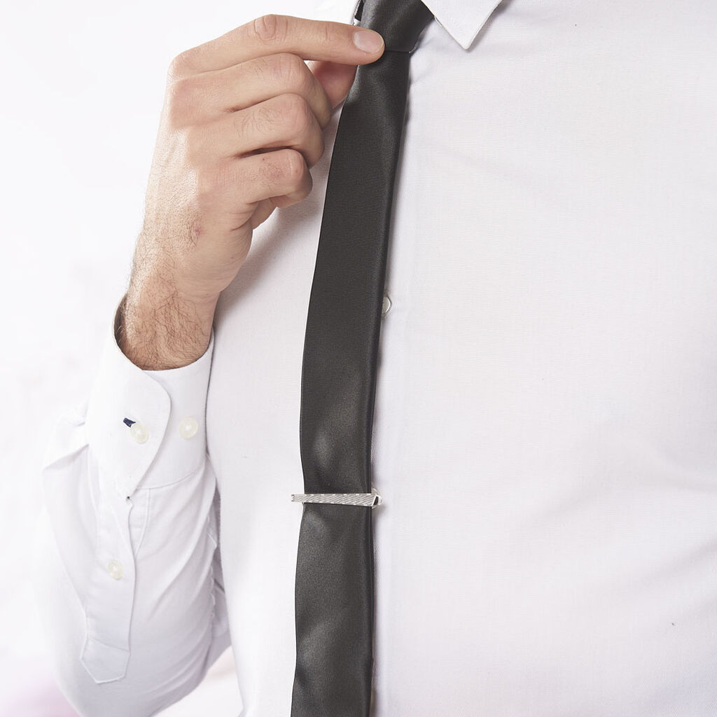 Pince Cravate Devi Argent Blanc - Idées cadeaux Homme | Marc Orian