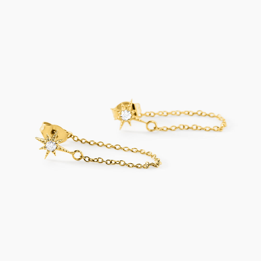 Boucles D'oreilles Pendantes Acier Dor&eacute; Oxyde De Zirconium - Pendantes Femme | Marc Orian