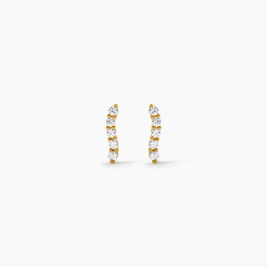 Boucles D'Oreilles Puces Dahina Argent Dor&eacute; A L'Or 750/1000 Oxyde De Zirconium - Puces Femme | Marc Orian