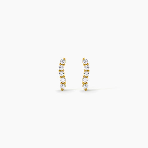 Boucles D'Oreilles Puces Dahina Argent Dor&eacute; A L'Or 750/1000 Oxyde De Zirconium - Puces Femme | Marc Orian