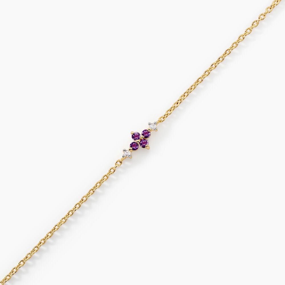 Bracelet Everett Argent Dor&eacute; A L'Or 750/1000 Am&eacute;thyste Oxyde De Zirconium - Bracelets cha&icirc;nes Femme | Marc Orian