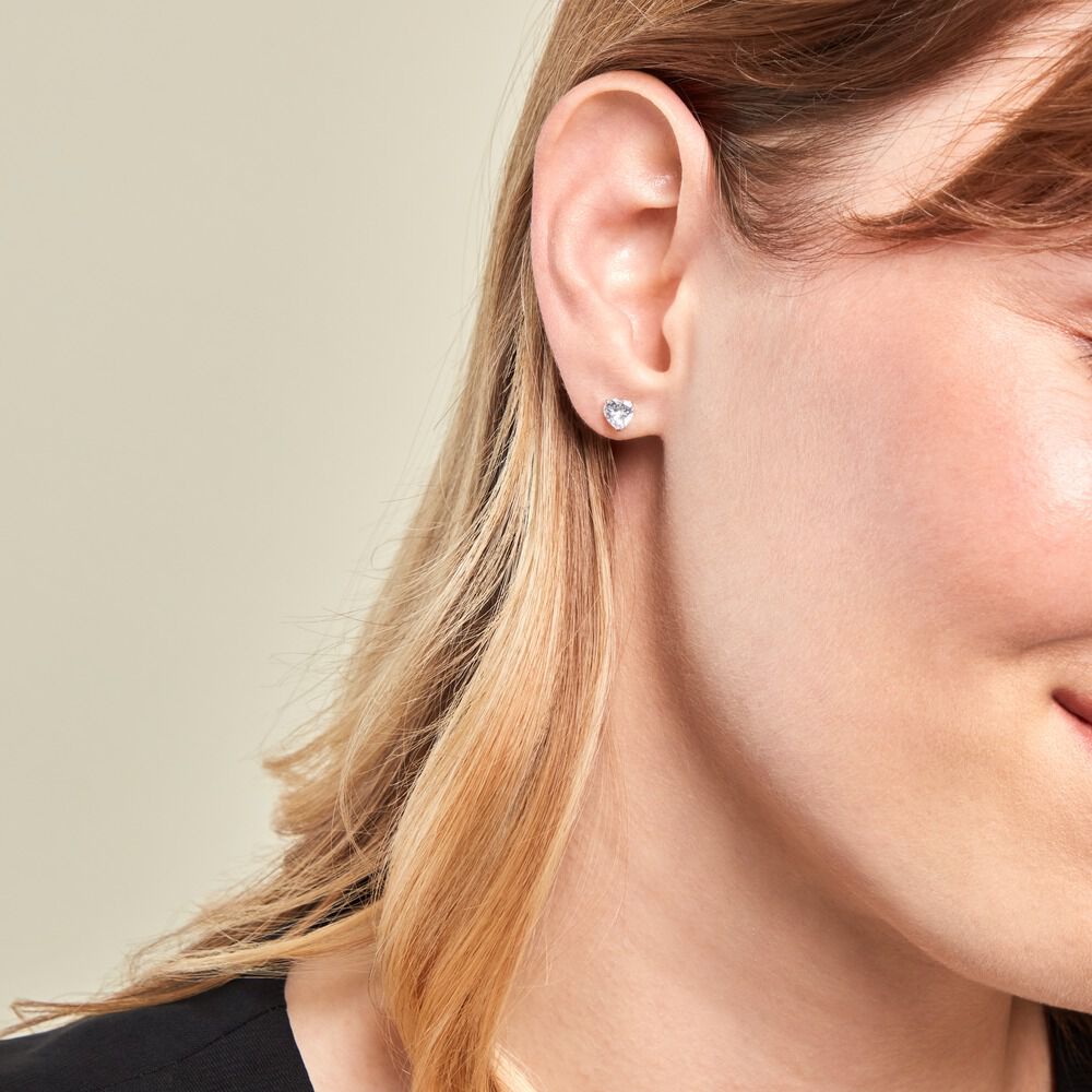 Boucles D'oreilles Puces Or Blanc Katherine Oxyde De Zirconium - Puces Femme | Marc Orian