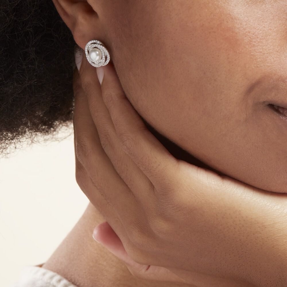 Boucles D'oreilles Pendantes Matilda Argent  Perle Culture Et Oxyde -  Femme | Marc Orian
