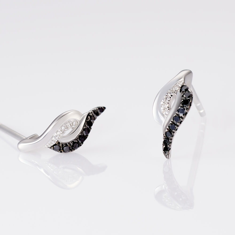 Boucles D'oreilles Puces Sculptural Or Blanc Diamant - Puces Femme | Marc Orian