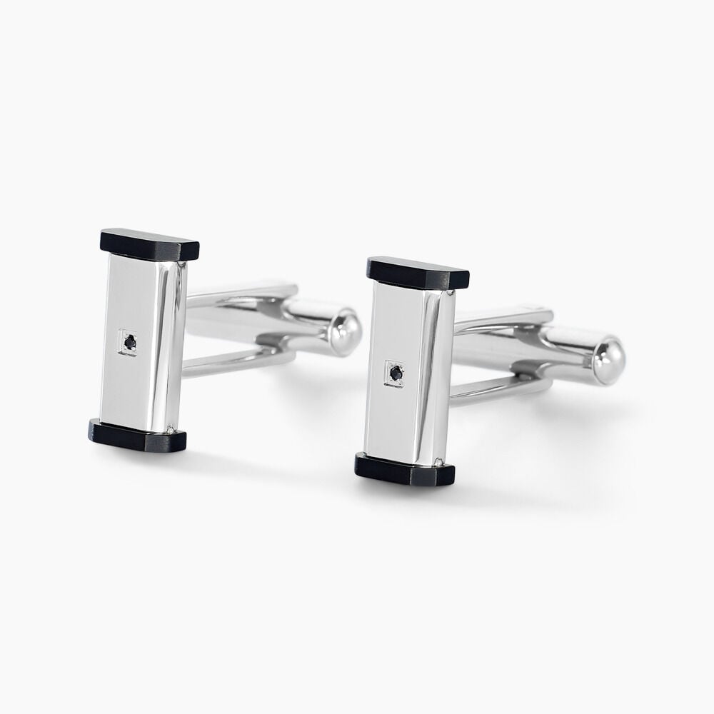 Boutons De Manchettes Dax Acier Bicolore Oxyde De Zirconium - Boutons de manchette Homme | Marc Orian