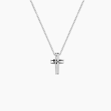 Collier Ruya Acier Blanc Oxyde De Zirconium - Colliers avec pierres Homme | Marc Orian
