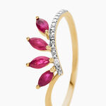 Bague Navette Or Jaune Rubis Diamant - Bagues vintage Femme | Marc Orian