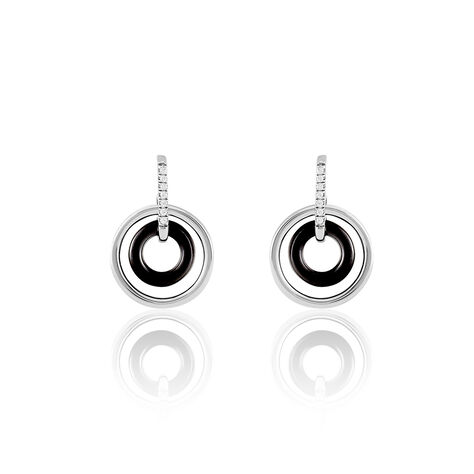 Boucles D'oreilles Pendantes Ina Argent Blanc C&eacute;ramique Et Oxyde - Pendantes Femme | Marc Orian