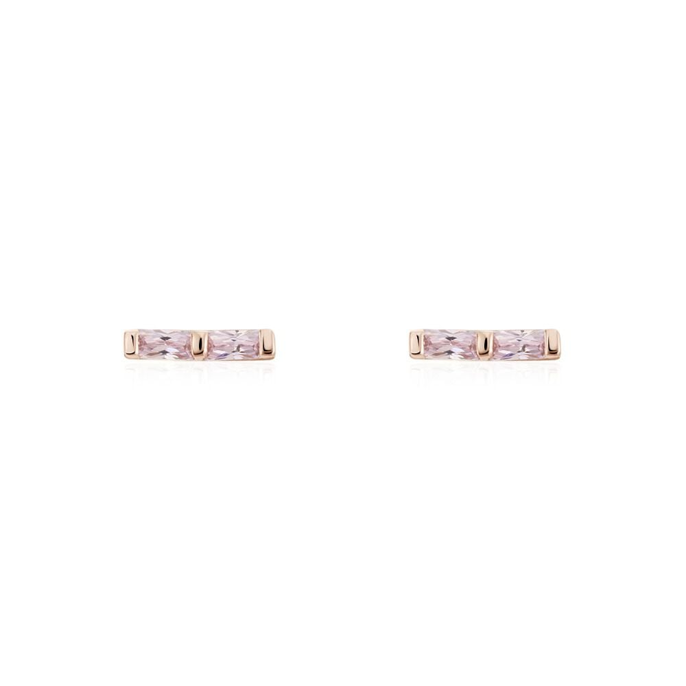 Boucles D'oreilles Puces Andrew Argent Rose Oxyde De Zirconium Rose - Puces Femme | Marc Orian