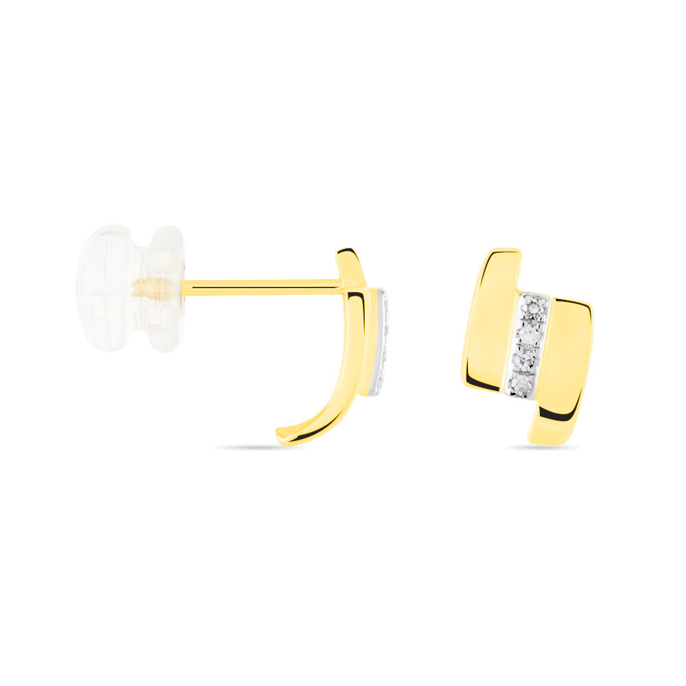Boucles D'oreilles Puces Dolene Or Jaune Diamant - Boucles d'oreilles mariage Femme | Marc Orian