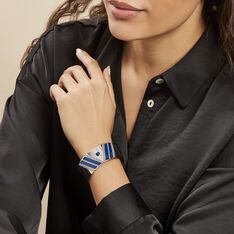 Bracelet Manchette Imagine Tamera Acier Blanc Lapis Lazuli - Bracelets manchettes Femme | Marc Orian
