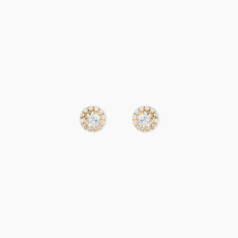 Boucles D'Oreilles Puces Edeline Or Jaune Oxyde De Zirconium - Puces Femme | Marc Orian
