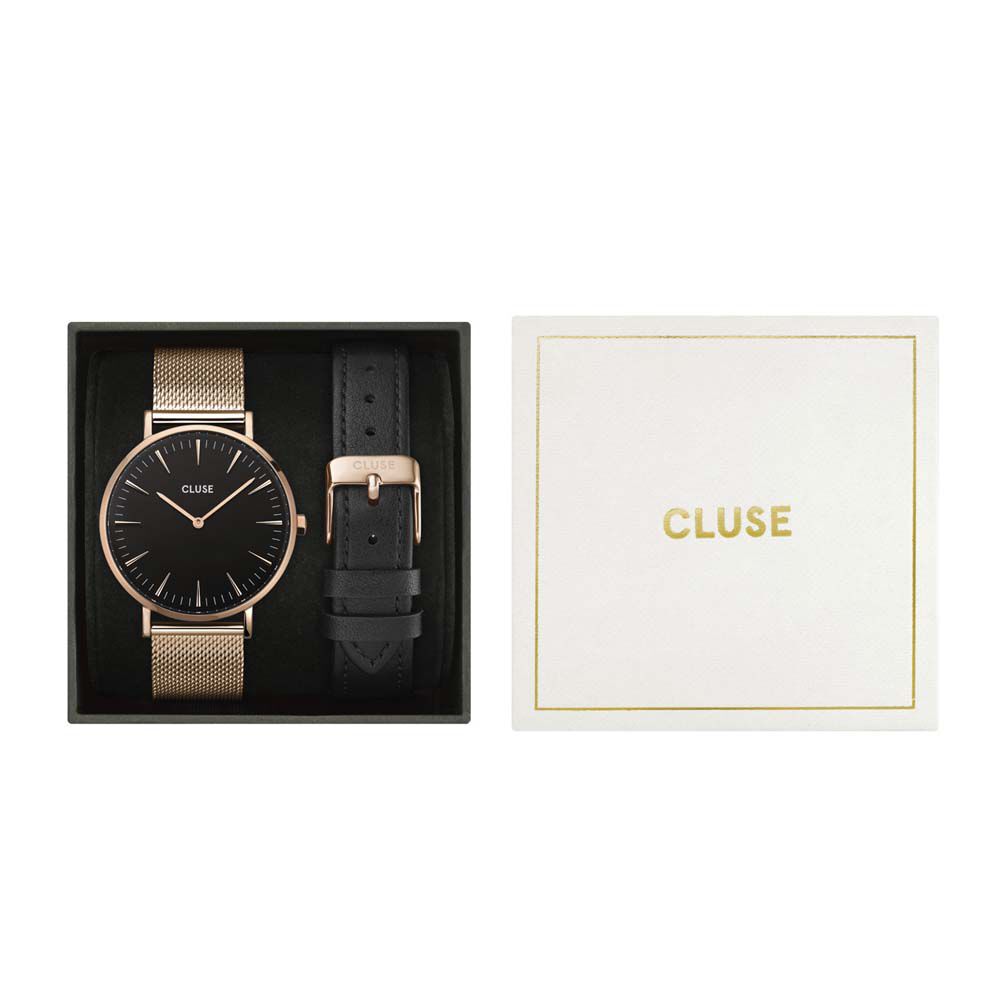 Cluse Coffret Montre La Boheme Acier Rose Ronde Fond Blanc Bracelet Cuir  Gris + Noir à prix pas cher | Jumia Maroc