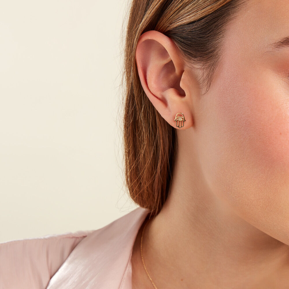 Boucles D'oreilles Puces Jamal Or Jaune Diamant -  Femme | Marc Orian