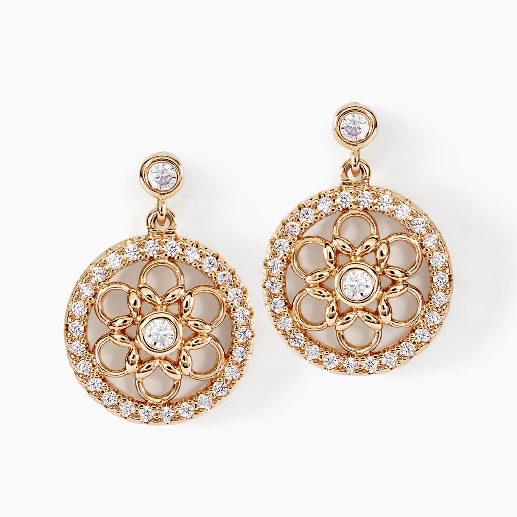 Boucles D'oreilles Pendantes Danya Plaqu&eacute; Or Dor&eacute; Oxyde De Zirconium - Pendantes Femme | Marc Orian