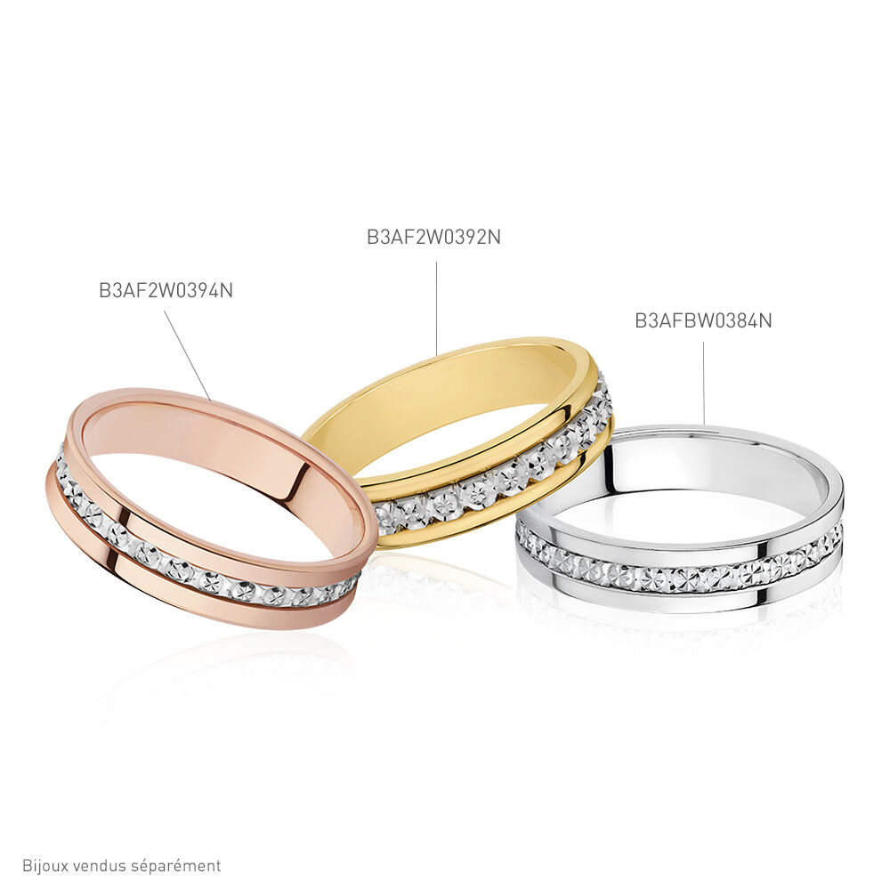 Alliance Fantaisie Diamantee Ruban Plat Or Bicolore - Alliances duo Unisex | Marc Orian