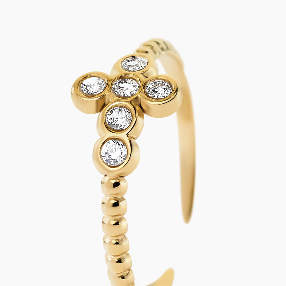 Bague Acier Doré Cristal - Bagues ajustables Femme | Marc Orian
