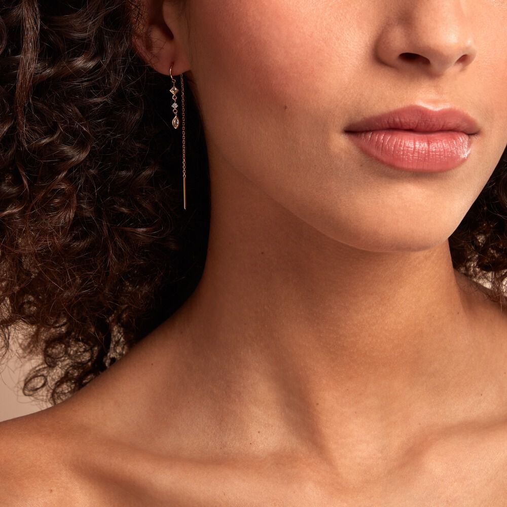 Boucles D'oreilles Pendantes Akonia Plaqué Or Jaune Oxyde De Zirconium - Pendantes Femme | Marc Orian
