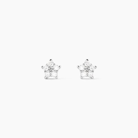 Boucles D'oreilles Puces Elais Etoile Or Blanc Oxyde De Zirconium - Puces Famille | Marc Orian