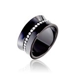 Bague Ceramik Design Argent Blanc C&eacute;ramique Et Strass - Bijoux fantaisie Femme | Marc Orian