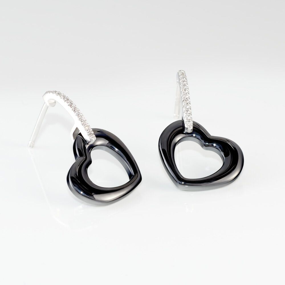 Boucles D'oreilles Pendantes Elodie Argent Blanc Oxyde Et Céramique - Pendantes Femme | Marc Orian