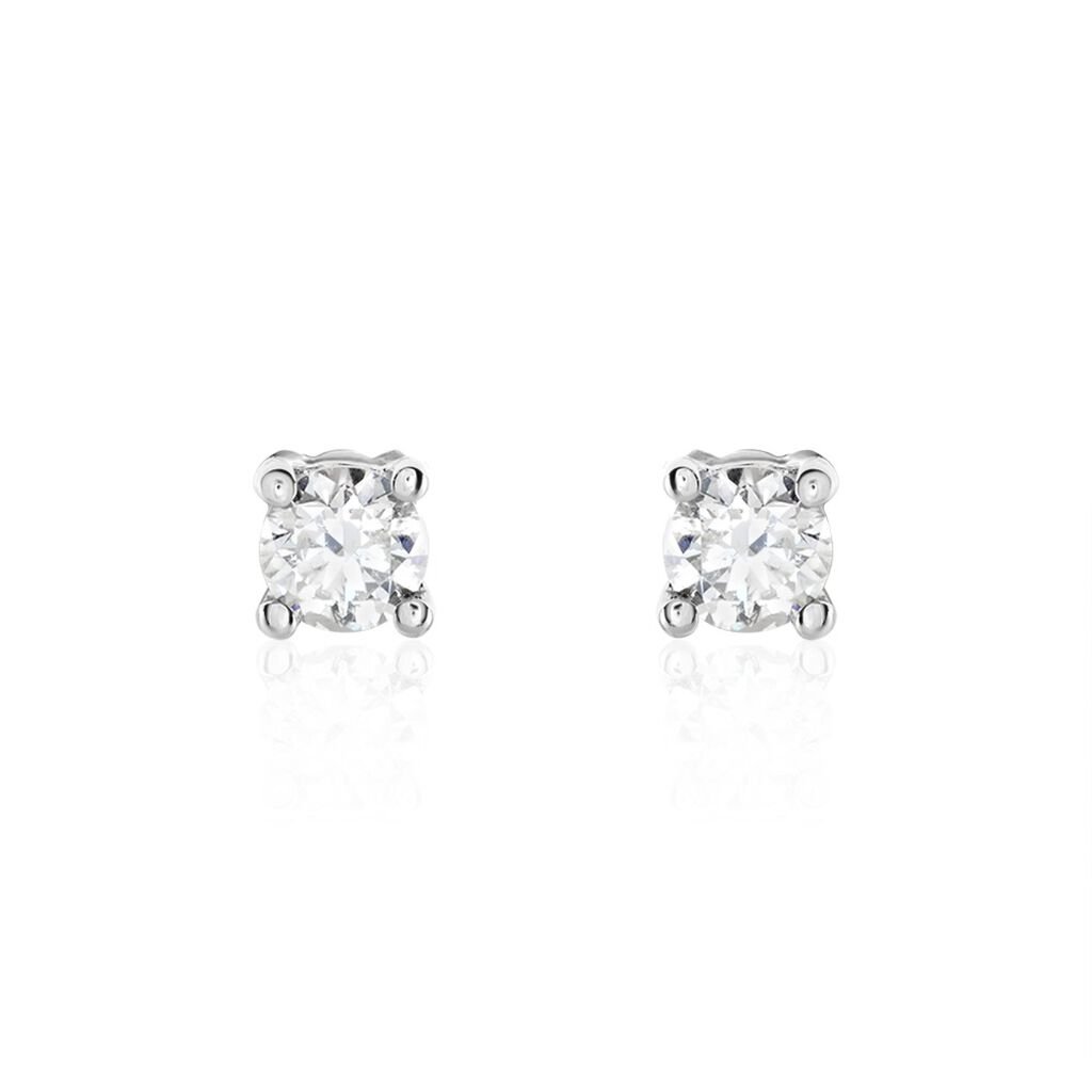 Boucles D'oreilles Puces Victoria Or Blanc Diamant - Puces Femme | Marc Orian