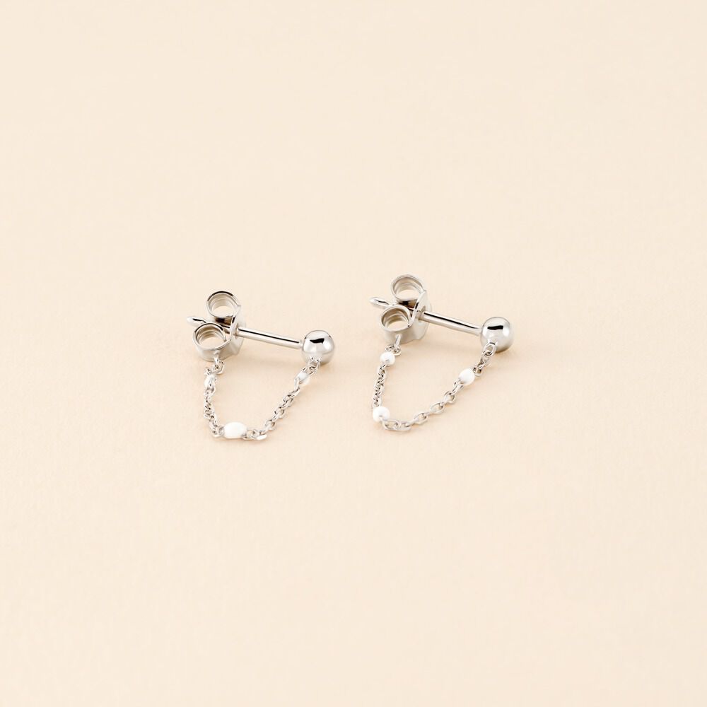 Boucles D'oreilles Pendantes Molly Argent Blanc - Pendantes Femme | Marc Orian