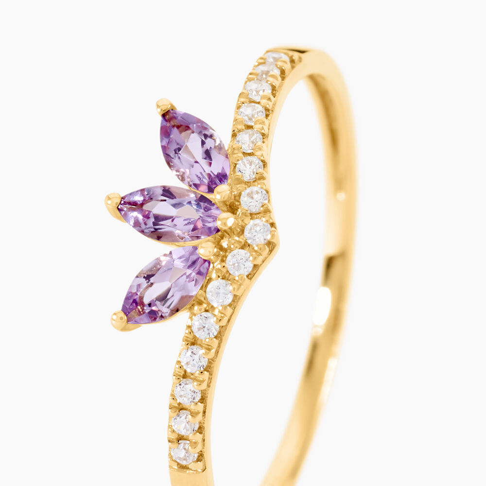 Bague Florelys Or Jaune Am&eacute;thyste Oxyde De Zirconium - Bagues pierres fines Femme | Marc Orian