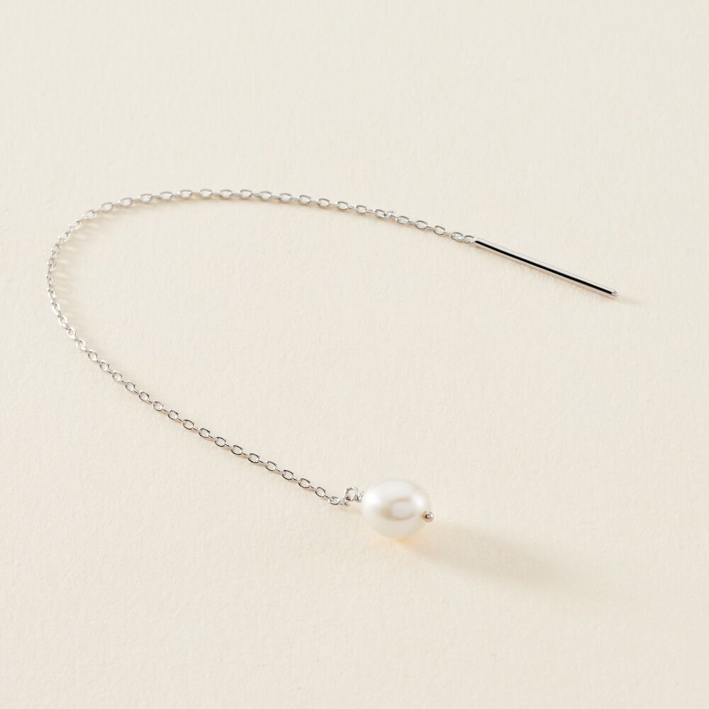 Boucles D'oreilles Pendantes Garance Argent Blanc Perle De Culture - Pendantes Femme | Marc Orian