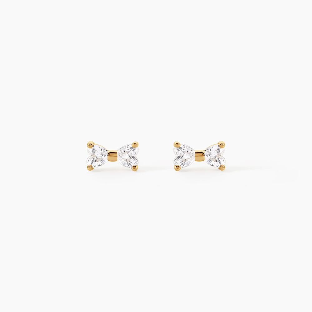 Boucles D'Oreilles Puces Elara Argent Dor&eacute; A L'Or 750/1000 Oxyde De Zirconium - Puces Femme | Marc Orian