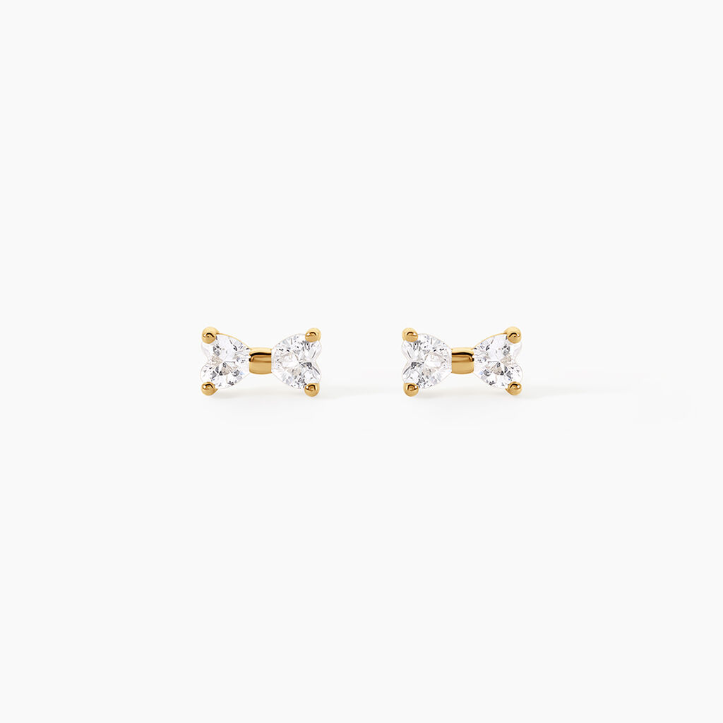 Boucles D'Oreilles Puces Elara Argent Dor&eacute; A L'Or 750/1000 Oxyde De Zirconium - Puces Femme | Marc Orian