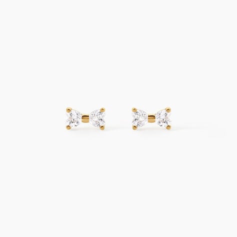 Boucles D'Oreilles Puces Elara Argent Dor&eacute; A L'Or 750/1000 Oxyde De Zirconium - Puces Femme | Marc Orian