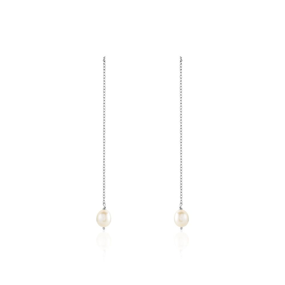 Boucles D'oreilles Pendantes Garance Argent Blanc Perle De Culture - Pendantes Femme | Marc Orian
