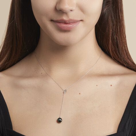 Collier Perrine Or Blanc Perle De Culture De Tahiti Et Diamant - Colliers Femme | Marc Orian