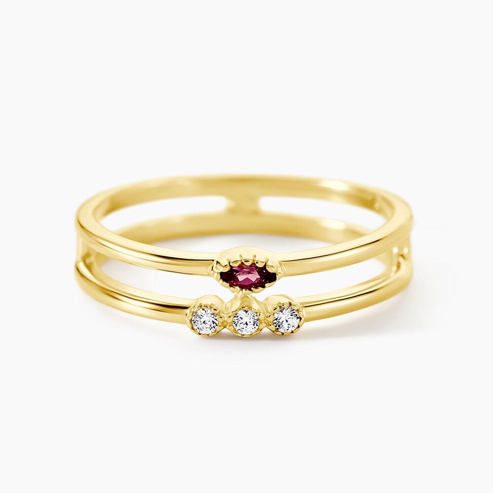 Bague Poem Argent Jaune Rhodolite Oxyde De Zirconium - Bijoux fantaisie Femme | Marc Orian