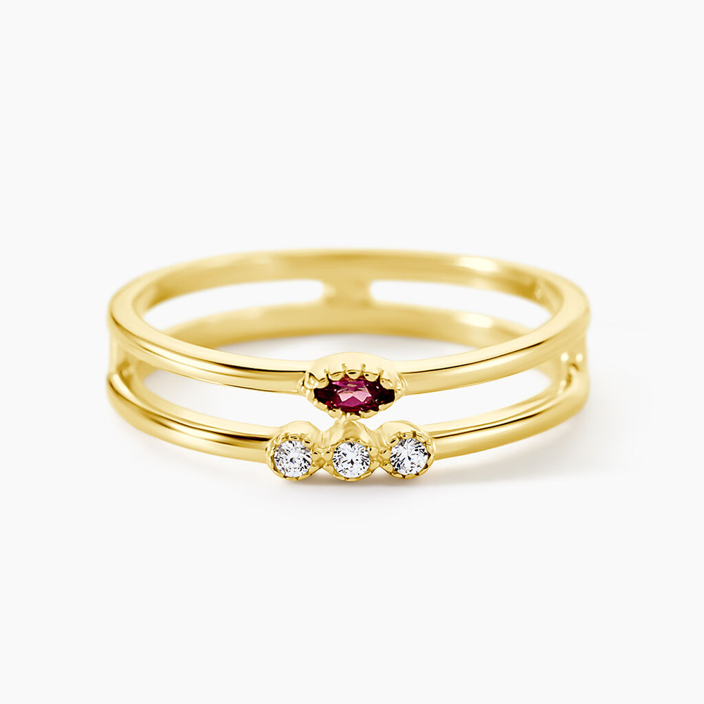 Bague Poem Argent Jaune Rhodolite Oxyde De Zirconium - Bijoux fantaisie Femme | Marc Orian