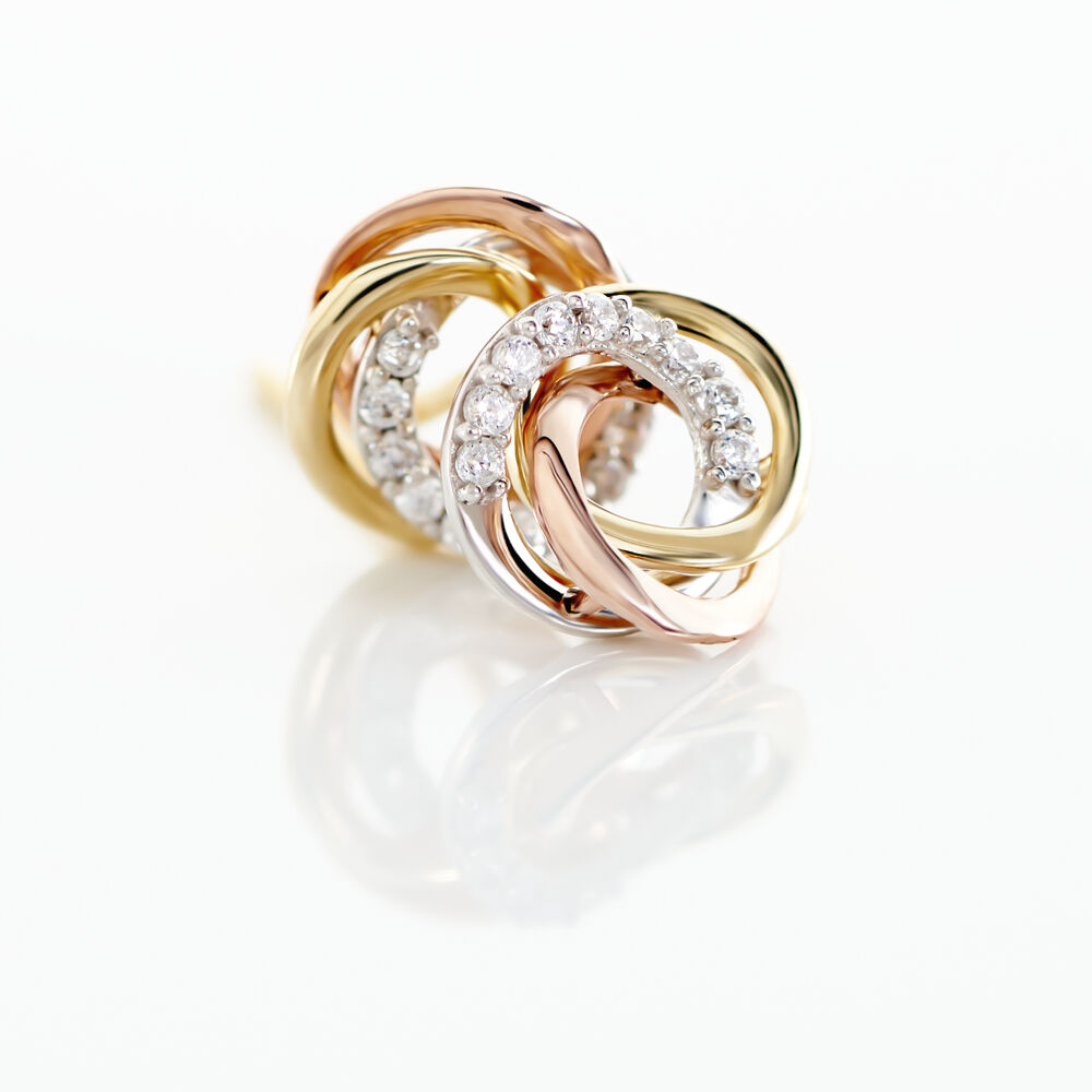 Boucles D'oreilles Puces Amaiur Or Tricolore Oxydes De Zirconium - Puces Femme | Marc Orian