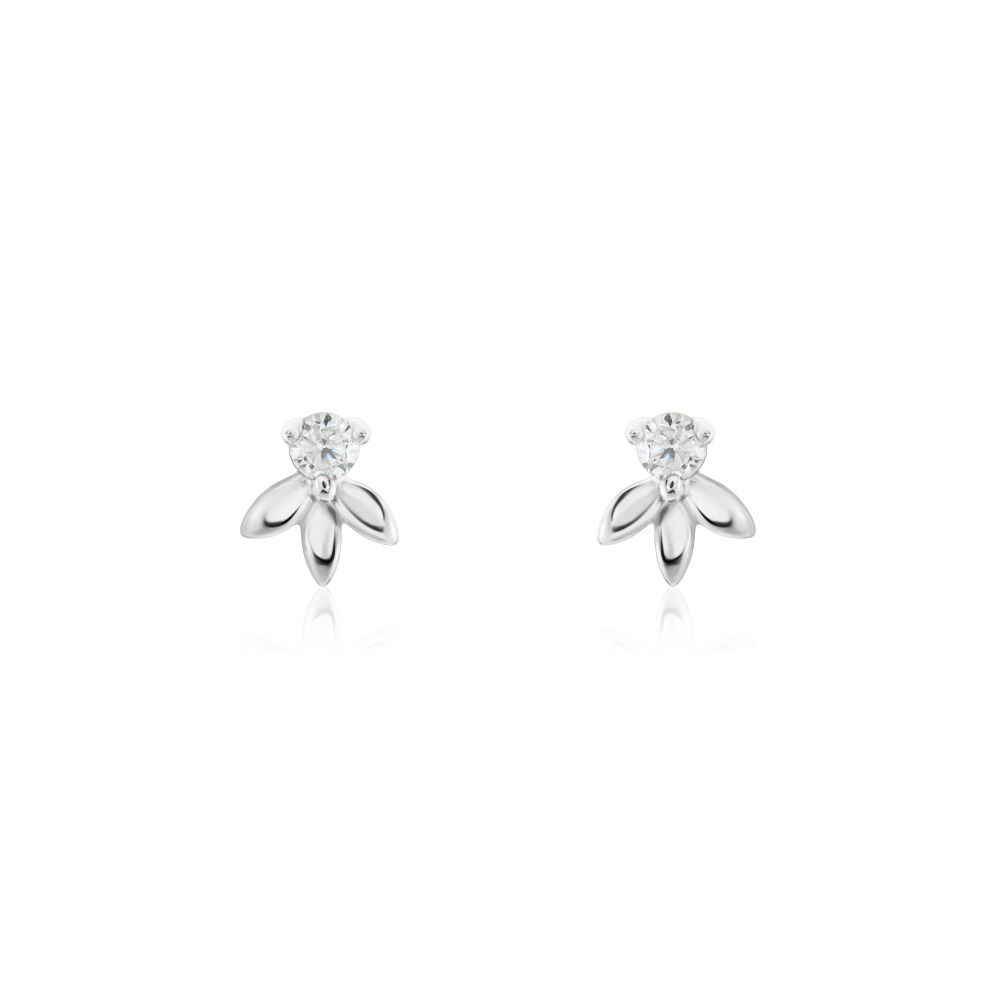 Boucles D'oreilles Puces Argent Blanc Braxton Oxydes De Zirconium - Puces Femme | Marc Orian